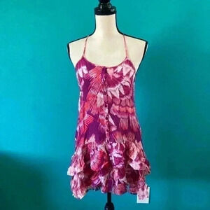 ⭐️ Free people Floral Palm Sun pink and purple Dress in size xs
